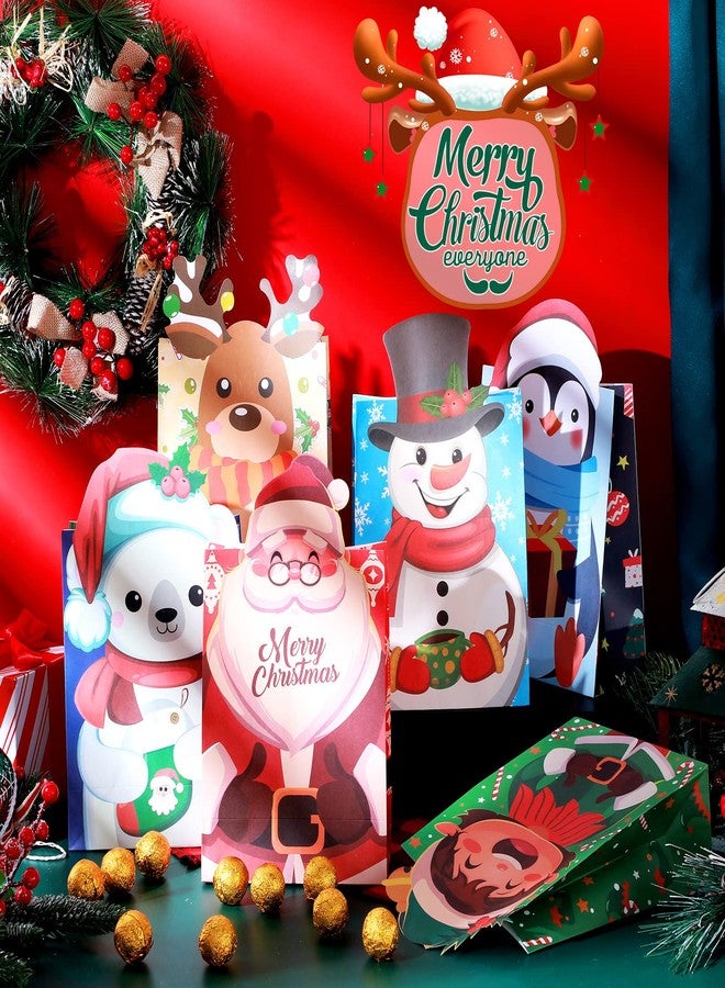 تاوباري مجموعة تاوباري من 24 كيس هدايا ورقي لعيد الميلاد، أكياس حلوى قابلة للطي ومزينة بملصقات، مثالية لحفلات عيد الميلاد، وحفلات رأس السنة، وحفلات رأس السنة الجديدة. - Image 2